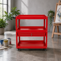Chariot à outils mobile en métal à 3 étagères, avec tiroir verrouillable, tapis antidérapants, roues pivotantes, organisateur de bar moderne pour la maison