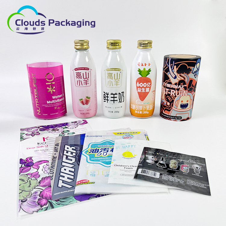 Customized Logo Printed PE PET Heat Shrink Film Heat Shrink Wrap Sleeve Packaging Bag for Glass Beverage Bottle Cans Drink