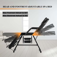 Lit de massage Luxmars avec dossier réglable, fauteuil d'esthéticienne en cuir PU, lit de beauté, réduction limitée de 50 %, noir uniquement