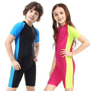 Maillot de bain une pièce pour enfants avec fermeture éclair, UPF 50, séchage rapide, spandex polyester, pour filles, natation, surf, plongée - Product Image 1
