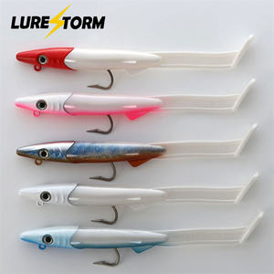 LureStorm Vente flash Leurre de pêche artificiel en PVC souple 12 cm/26 g, appâts souples pour la pêche en eau salée et en eau douce, <span class=keywords><strong>jig</strong></span> head, hameçon <span class=keywords><strong>VMC</strong></span> - Product Image 1