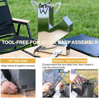 Réchaud de camping portable pliable en acier inoxydable léger pour une personne, idéal pour balcon et cuisson sur bois