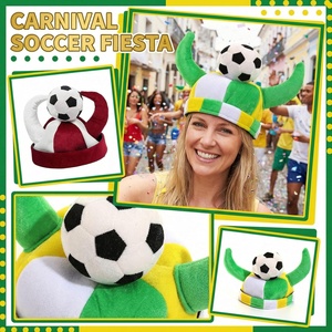 Gorra SOLPOP para Fanáticos de Brasil <span class=keywords><strong>con</strong></span> Pelota de Fútbol de Peluche, Diseño a Rayas <span class=keywords><strong>con</strong></span> Colores de la Bandera, Gorra Novedosa para Fiestas Deportivas y Días de Partido - Product Image 3