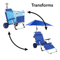 Chaise de pique-nique pliable 2 en 1 OEM, ensemble de chaises de plage, chariot de transport extérieur, sac à dos glacière 3 en 1, chaise de plage avec sac isotherme