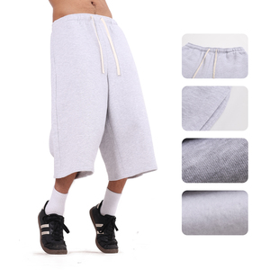 Pantalons décontractés pour hommes en molleton lourd 350G avec cordon de serrage, pantalon large et ample, logo personnalisé, shorts hip-hop - Product Image 2