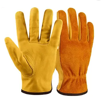 Actory-guantes de piel de avena para hombre, guantes de cuero blanco para conducir