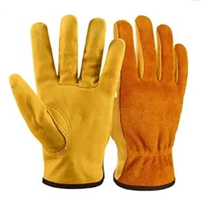 Actory-guantes de piel de avena para hombre, guantes de cuero blanco para conducir