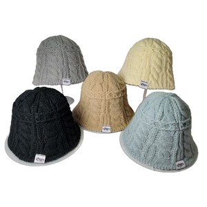 Chapeau bob en tricot torsadé blanc cassé, chaud, en laine, pour adultes - Product Image 5