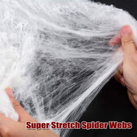 Vente en gros de toiles d'araignées extensibles pour Halloween 20G avec 2 araignées en plastique pour décorations intérieures et extérieures pour Halloween