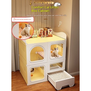 כלוב חתולים מודרני יוקרתי הכל כלול עם ארגז חול, גלגלים עליונים, עיצוב נושם, נייד וקל לנשיאה - Product Image 1