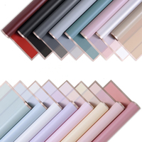 Papel de Regalo para Flores, Translúcido, Mate, Impermeable, con Borde Dorado, Doble Cara, de Película de PE, Ecológico, Hecho a Mano, en Oferta