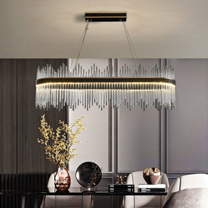 Anneau de salon d'hôtel créatif post-moderne anneau en cristal connecté suspension en verre clair - Product Image 2