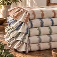 Nappe en coton et lin rayée à volants, style ferme, sur mesure pour table à manger, décoration maison et cuisine, vente en gros