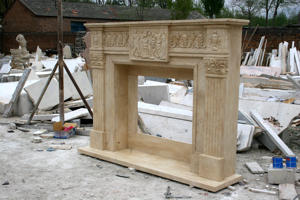 Villa européenne Hôtel Intérieur Maison Déco Pierre Naturelle Beige Marbre Cheminée Cheminée Surround avec Sculpture Complexe - Product Image 6