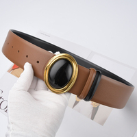 Ceinture réversible en cuir fendu pour femme avec boucle détachable, nouvelle mode, boucle ovale, ceinture bicolore pour pantalons et robes