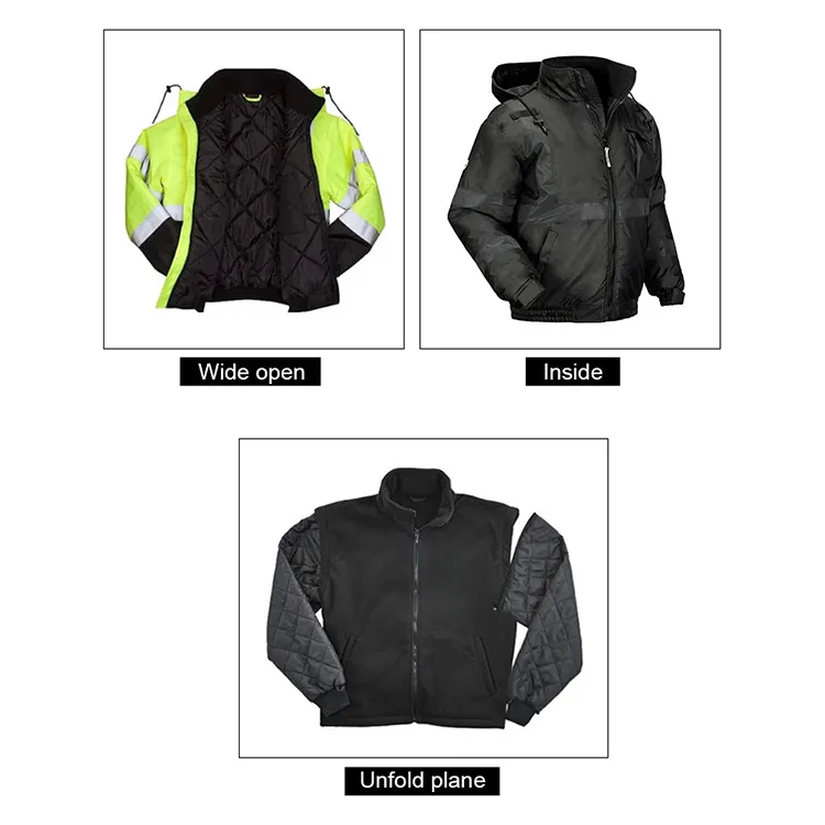 Jessubond Reflective Safety Clothing Insulated Men's Jacket Winter Waterproof Work Wear Hi Vis Reflective Hoodie