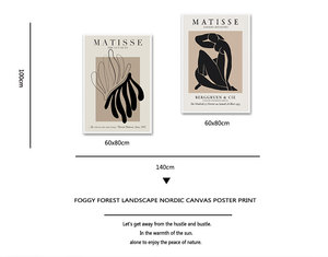 Henri Matisse Peinture abstraite Illustration minimaliste Art Impressions sur toile Vintage Beige Tableaux muraux Décoration intérieure - Product Image 5