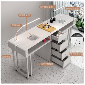 Juego de mesa y silla para manicura de lujo, multifuncional, moderno, de diseño reciente, para una o dos personas, con apariencia en estilo crema. - Product Image 2