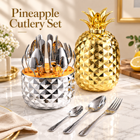 Ensemble de couverts en acier inoxydable finition miroir, forme ananas, 24 pièces, pour la maison, les fêtes, les cadeaux, vente en gros