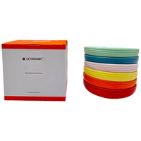 Ensemble de bols et assiettes en céramique Cool Color Neon, 12 cm et 20 cm, design arc-en-ciel 6 couleurs, motif dessin animé, compatible micro-ondes