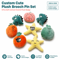 Ensemble de broches en peluche dinosaure fruit, huit styles, badges brodés, OEM ODM, vente en gros personnalisée en vrac