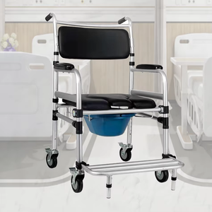 Sedia da Toilette Pieghevole <span class=keywords><strong>con</strong></span> Ruote per Anziani Ospedalieri, Sedia da Toilette per Adulti <span class=keywords><strong>con</strong></span> Pedale su Ruote - Product Image 3