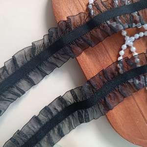 شريط دانتيل أبيض عالي الجودة ذو وجهين بحافة على شكل زهرة اللوتس، شريط مرن من النايلون النقي بألوان صلبة متنوعة - Product Image 3