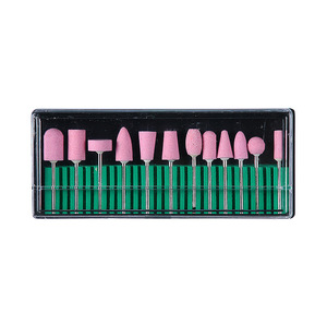 12 Stück pro Set Pink Quartz Schleif kopf Maniküre Pediküre Nagel bohrer Schleif kopf Elektrischer Nagel bohrmaschinen kopf - Product Image 1