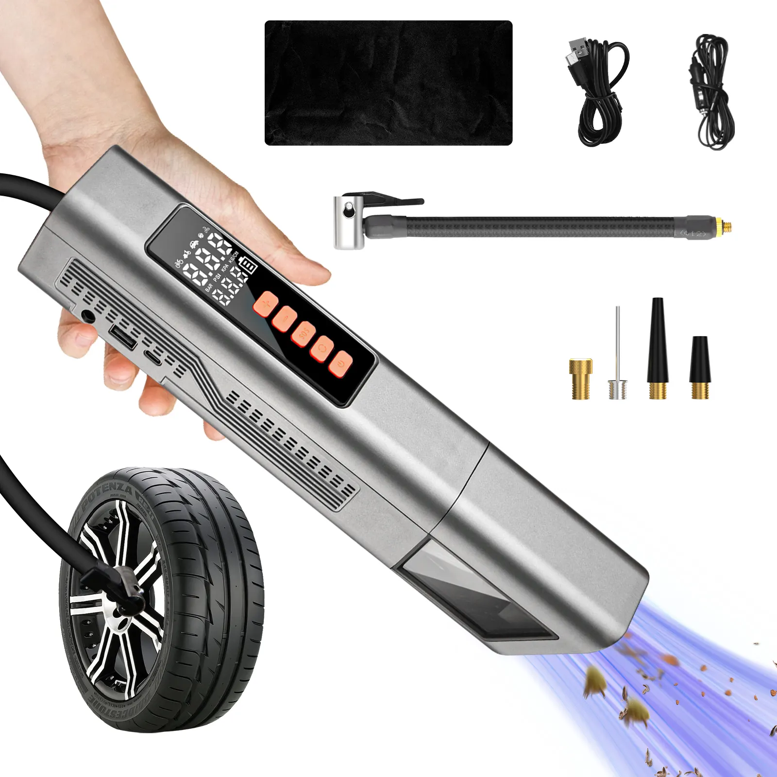 Mini Auto Luchtpomp Automatische Led Digitale Band Luchtcompressor Drukdetectie 4000Mah Band Inflator Met Auto Stofzuiger