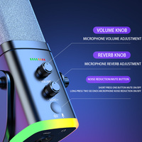 Microphone à condensateur dynamique YU8 avec éclairage RGB, suppression du bruit, 48V, léger, filaire, type-C, pour streaming en direct, jeux et enregistrement