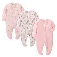 Nouveau bébé combinaison toutes saisons décontracté à manches longues fermeture éclair barboteuse pied-couvrant pyjamas vêtements pour bébés Animal Anime printemps