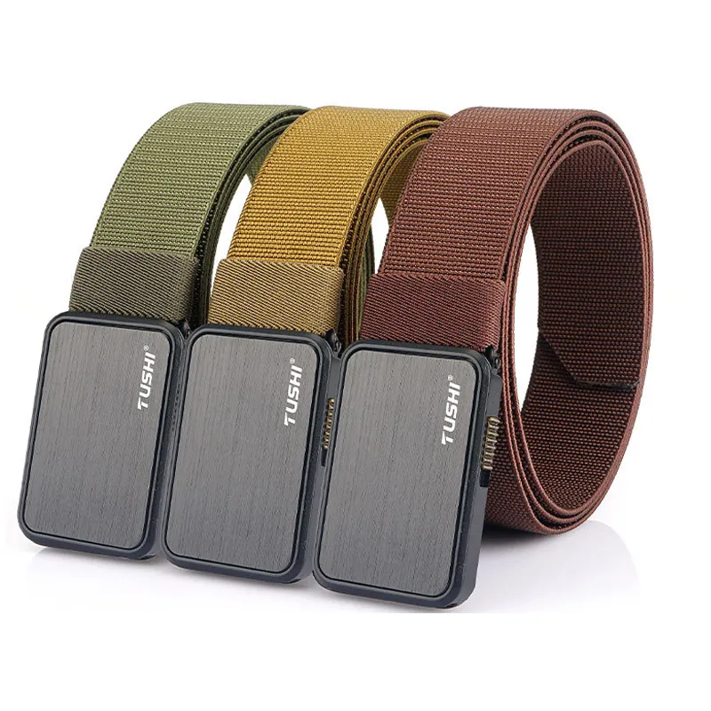 Webbing Manufacturer Customizable Quick Release Magnetic Metal Buckle Nylon Belt Fashion Webbing Belt Stretch Belt for Men