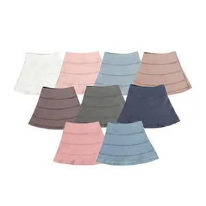 50% Off For Embroidery Girl Skirt A-line 4-way Stretch Nylon Wear With Double-layered Hem For Sports Kids Yoga Dress Leggings