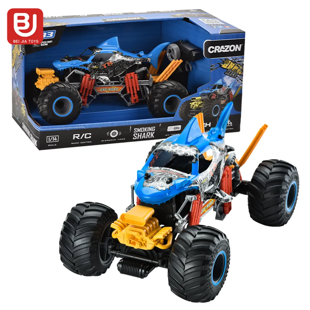 Hochwertiges RC-fern gesteuertes Auto im Maßstab 1:10 Spielzeug für Geländewagen 2.4G Sprüh hai Rc Truck Muscle Car Toy
