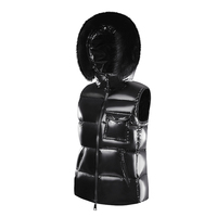 Stand Rembourrage Bulle Hiver Col Léger Gilets Femmes Solide Fermeture Éclair Manteaux Taille Haute Gilets Avec Capuche