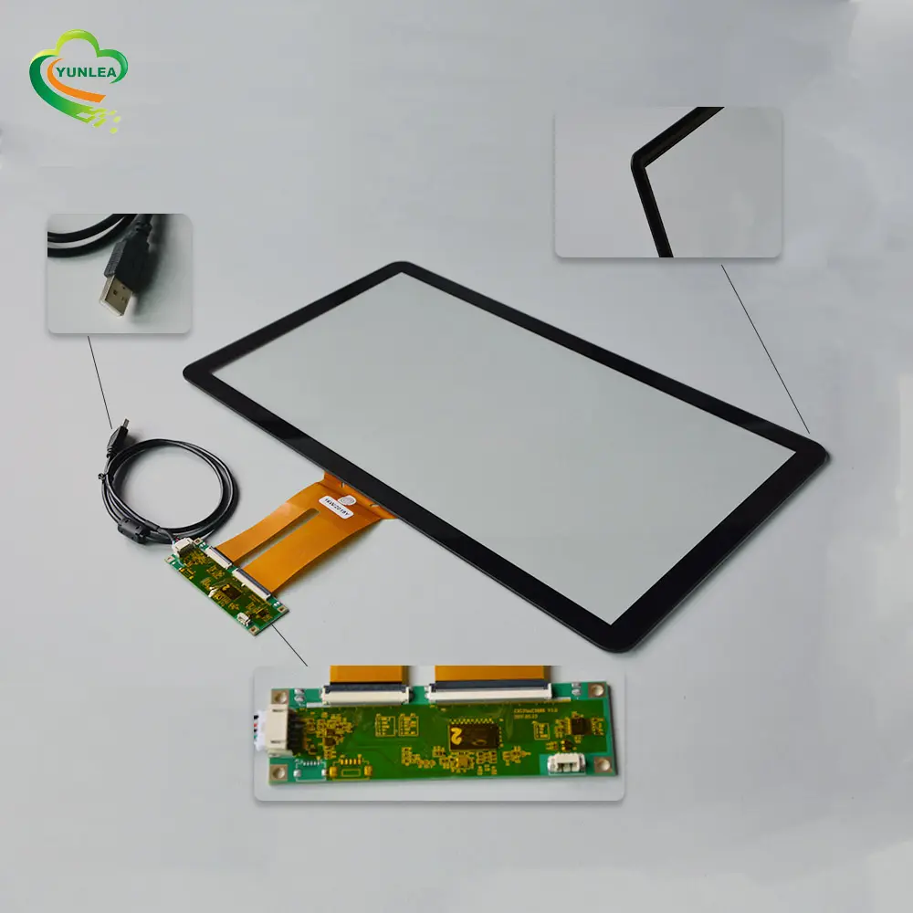 Yunlea High sensitive multi touch waterproof custom usb pcap 19.5 inch capacitive touch screen panel kit