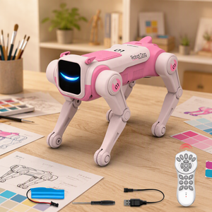 Robot chien programmable STEAM Science Enlightenment avec édition de mouvements, effets sonores et lumineux - un jouet innovant de science-fiction - Product Image 1