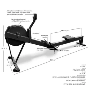 Home Commercial Gym Fitness Equipment Cardio Exercise Rowing Machine Seated Row Machine Air Rower Air Rowing Machine