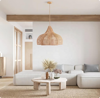 Lampe de plafond en osier naturel de style bohème, luminaire suspendu en rotin tissé à la main pour salle à manger