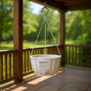 Maceta Colgante Redonda de Acero con Revestimiento de Polvo Negro y Fibra de Coco para Jardín Exterior - Product Image 2