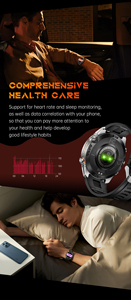 Smartwatch da uomo per 2025 1.46 pollici con schermo cardiofrequenza rilevatore di ossigeno nel sangue IPX8-3ATM orologio sportivo intelligente KT80 impermeabile - Product Image 6