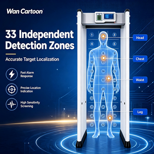 Portique de détection de métaux intelligent Premium CE, 33 zones, 100 niveaux de sensibilité, pour la sécurité des portes, des cadres, des écoles, détection corporelle 33 points - Product Image 1