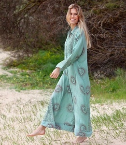 Vestido largo estampado rayón Krishna para mujer, moda de verano 2021 - Product Image 2