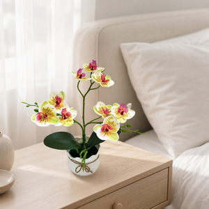 Orchidées Phalaenopsis artificielles avec pot 31cm Jaune Rose Blanc Décoration intérieure pour chambre à coucher Table Décoration de jardin - Product Image 3