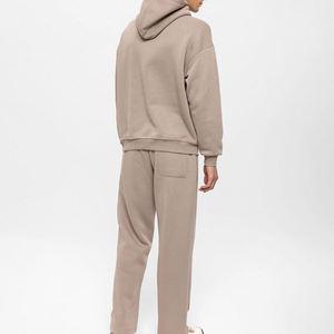 2025, conjuntos de Jogger con capucha de lana de algodón de peso pesado para hombres, pantalones de chándal de talla grande con patrón sólido, pantalones Cargo, chándales para invierno - Product Image 3