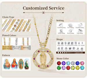 Collares Clásicos de Rosario con Cuentas Doradas de 3*5mm Guadalupe Virgen María Cruz Chapado en Oro de 14k Collar Católico en Forma de <span class=keywords><strong>Y</strong></span> - Product Image 5