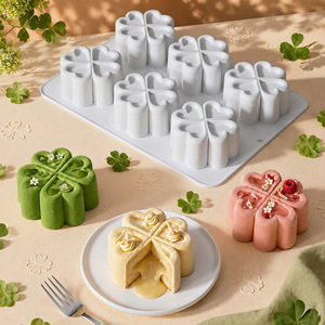 YLX Nouveau Moule en Silicone de Qualité Alimentaire pour Gâteau, Modèle Trèfle à Quatre Feuilles à 6 Cavités, pour Mousse Française, Compatible Four, Démoulage Facile, pour la Confection DIY Transfrontalière - Product Image 1