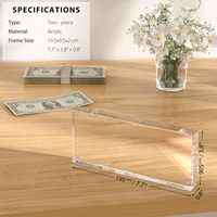 Support de présentation de devises en acrylique haute transparence, origine Chine, pour billets de banque en dollars américains et pièces commémoratives