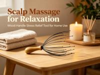 Masseur de tête à manche en bois, masseur de cuir chevelu portatif, gratte-tête relaxant pour soulager le stress, cadeau