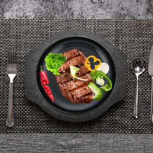 Plato Redondo para Bistec de Melamina, Bandeja Aislante de Calor para Uso Comercial y Doméstico, Plato para Servir Alimentos - Product Image 1